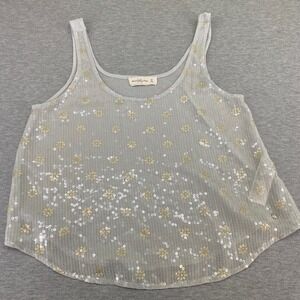 Abercrombie & Fitch Y2k Festival Sheer Sequin Tank Womens M Gray Sequin Fairy